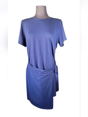 Everyday Side-Tie T-Shirt Dress in Blue